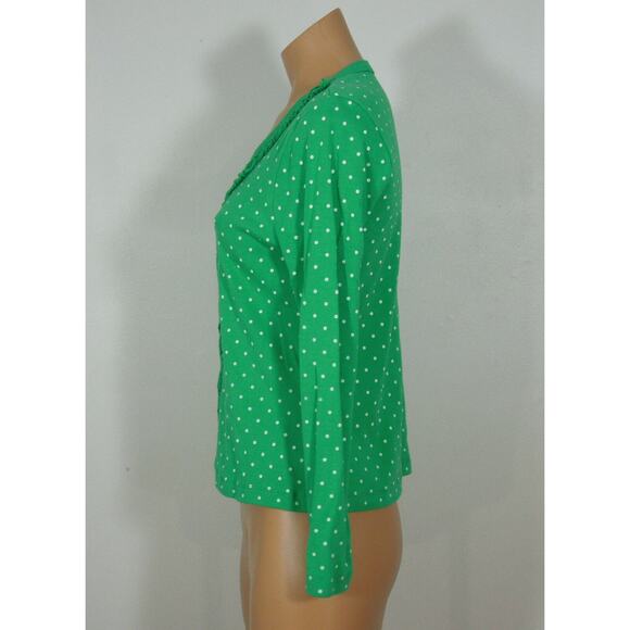 2 A TEE Cardigan Top PM Petites Womens Polka Dot V-Neck - Picture 3 of 6
